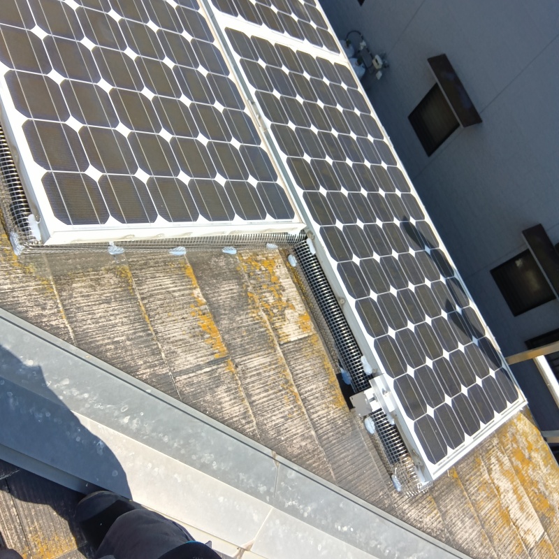 太陽光パネルの下に金網を設置