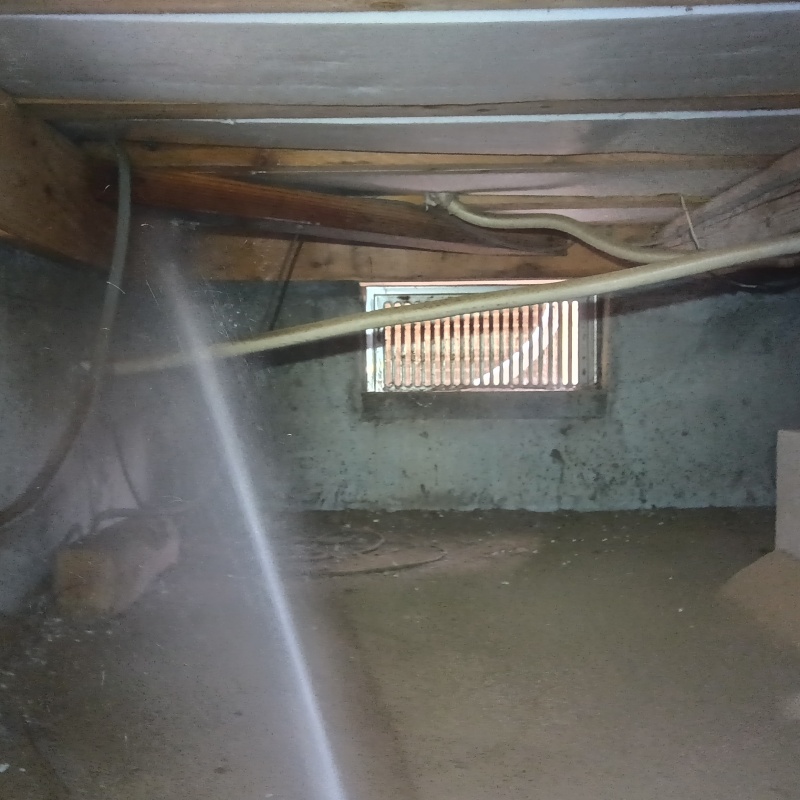 床下の木材に防蟻剤を散布