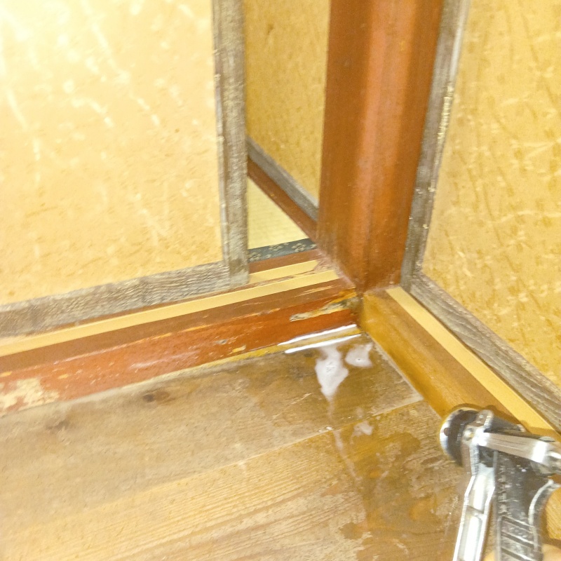 畳下の床にシロアリ駆除剤を散布