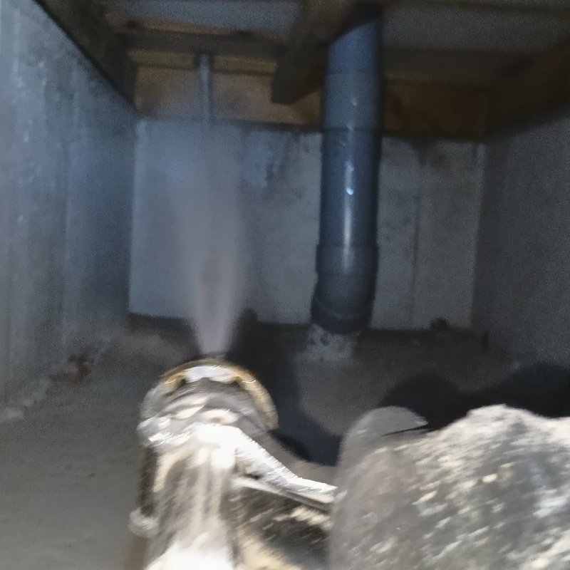 床下の木材にシロアリ駆除剤を散布