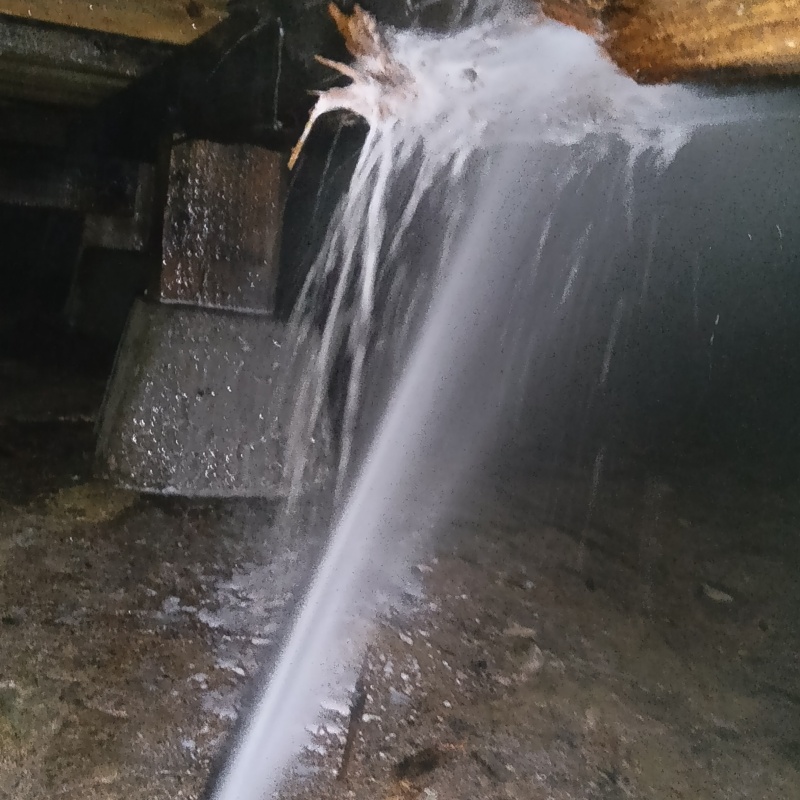 床下の木材にシロアリ駆除剤を散布