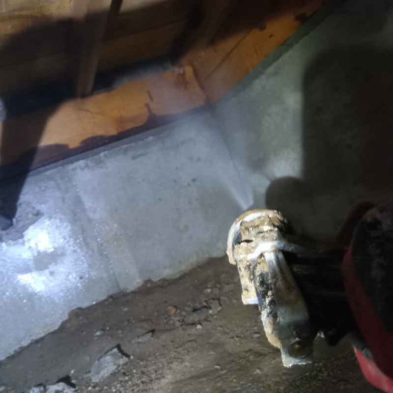 床下の木材にシロアリ駆除剤を散布