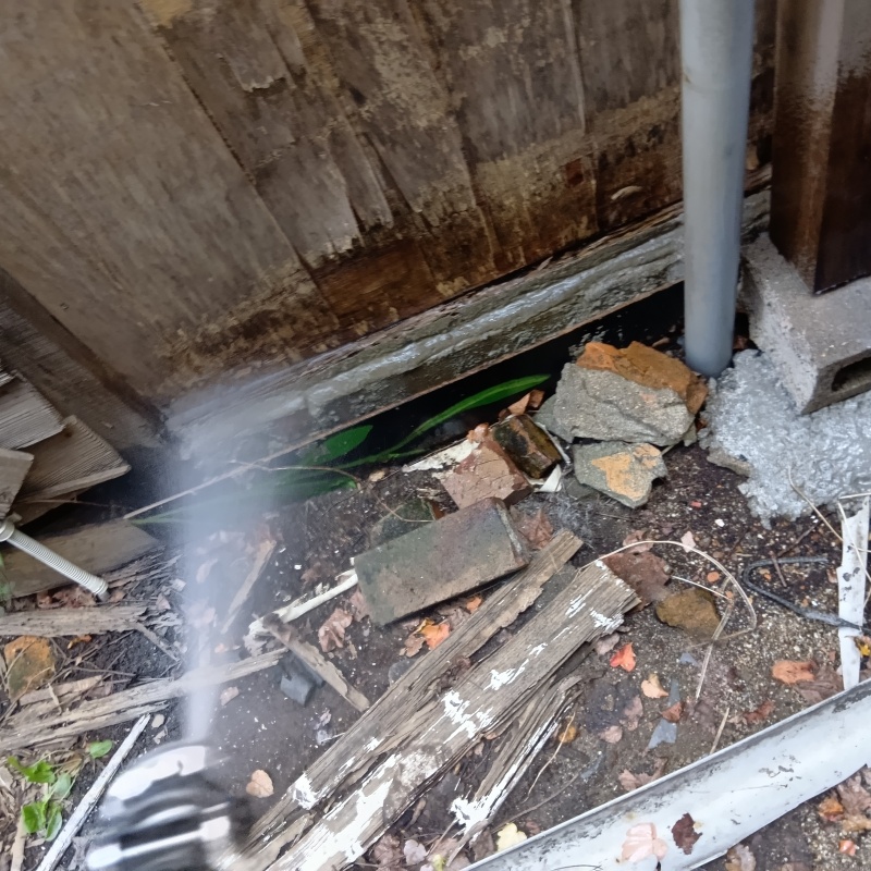 建物外周にシロアリ駆除剤を散布