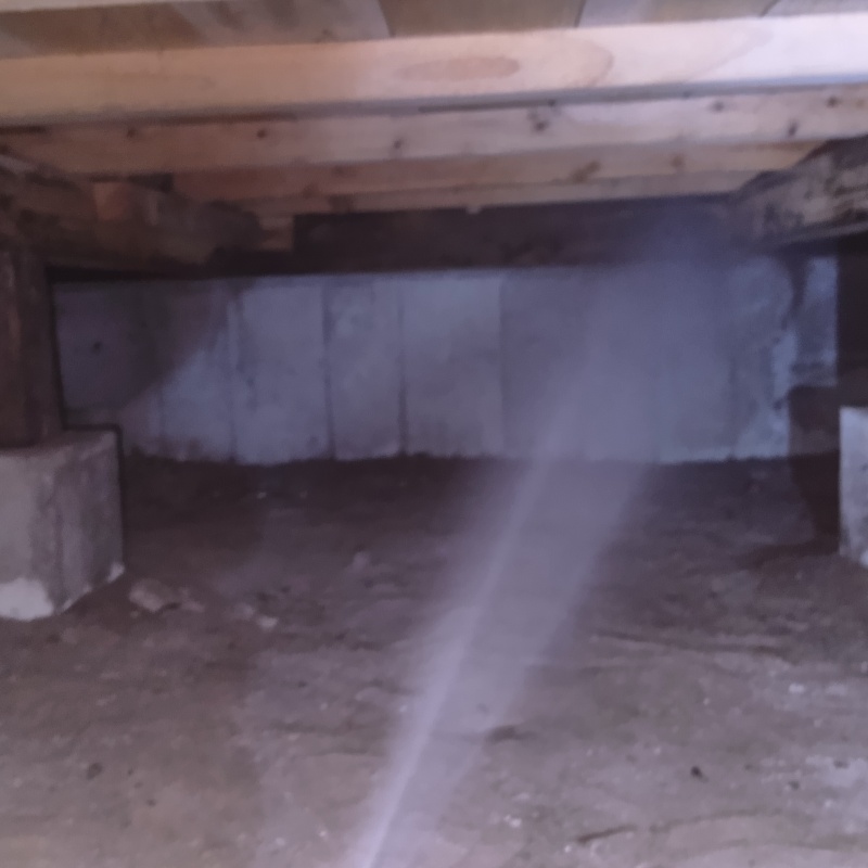 床下の木材にシロアリ駆除剤を散布