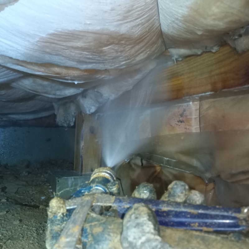 床下の建材にシロアリ駆除剤を散布