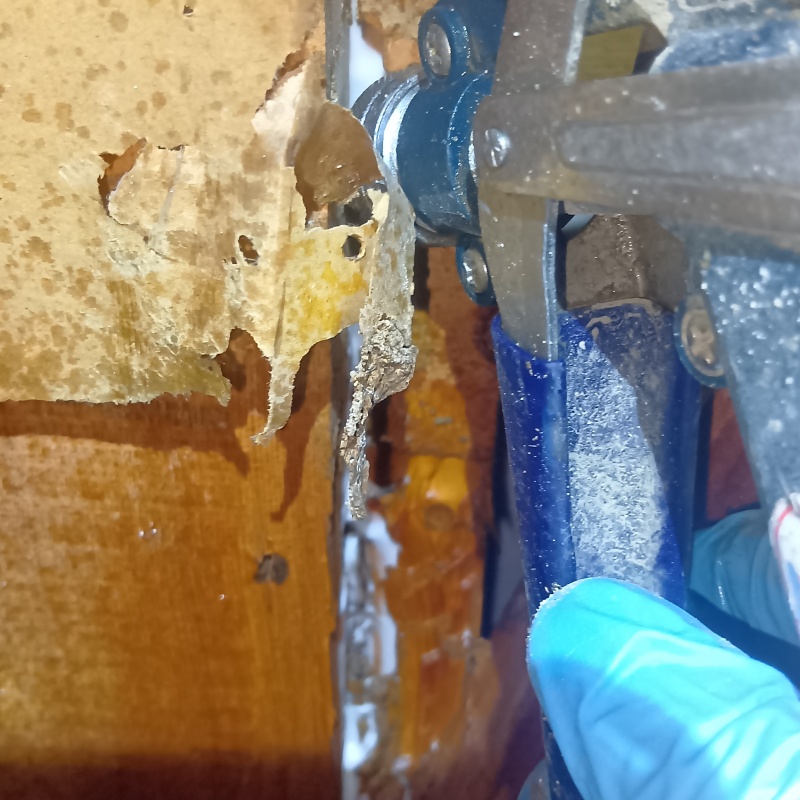 亀裂からシロアリ駆除剤を注入