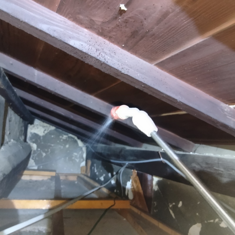 殺虫剤を吹きつけている様子