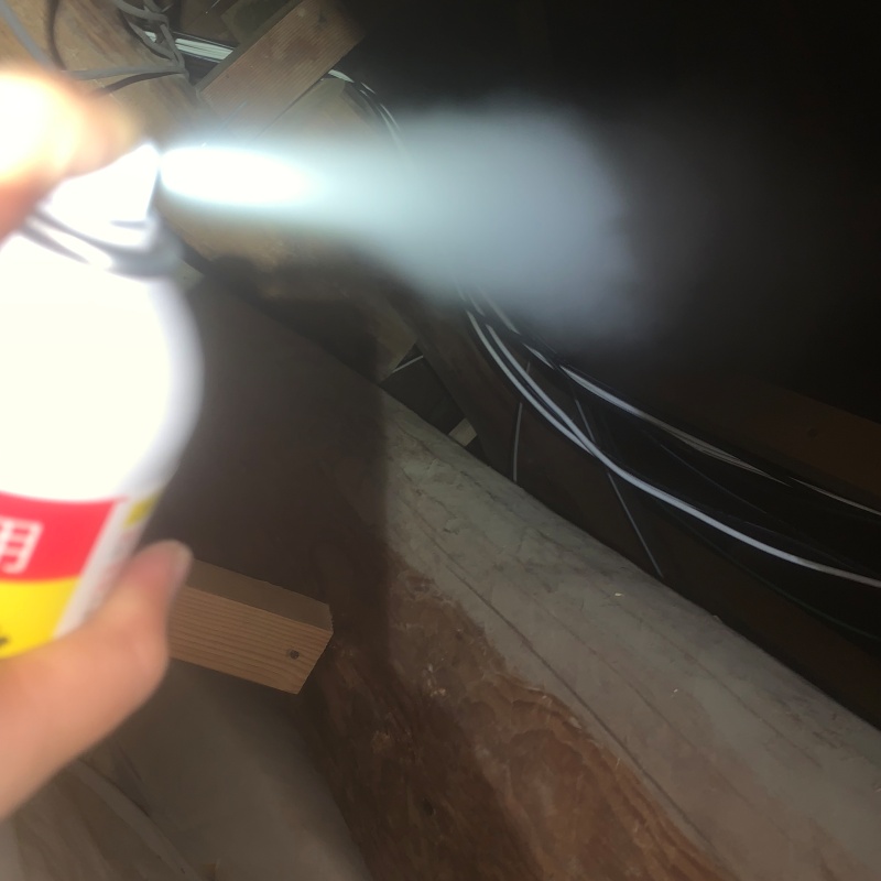 屋根裏に忌避剤を散布