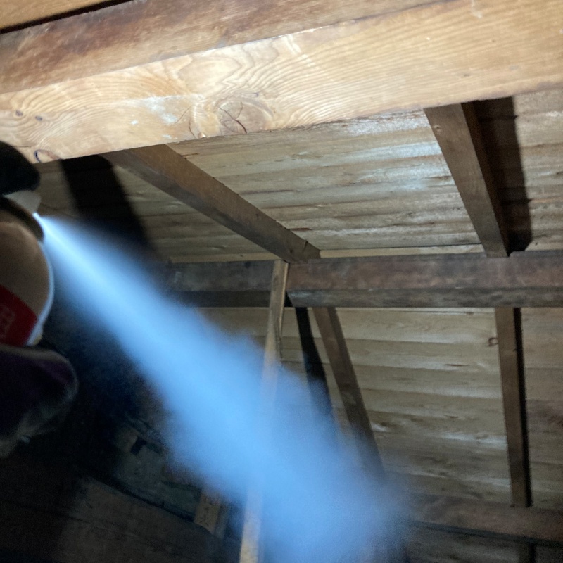 忌避スプレーを散布している様子