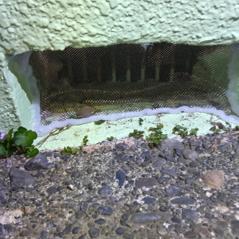 床下換気口のすき間を封鎖