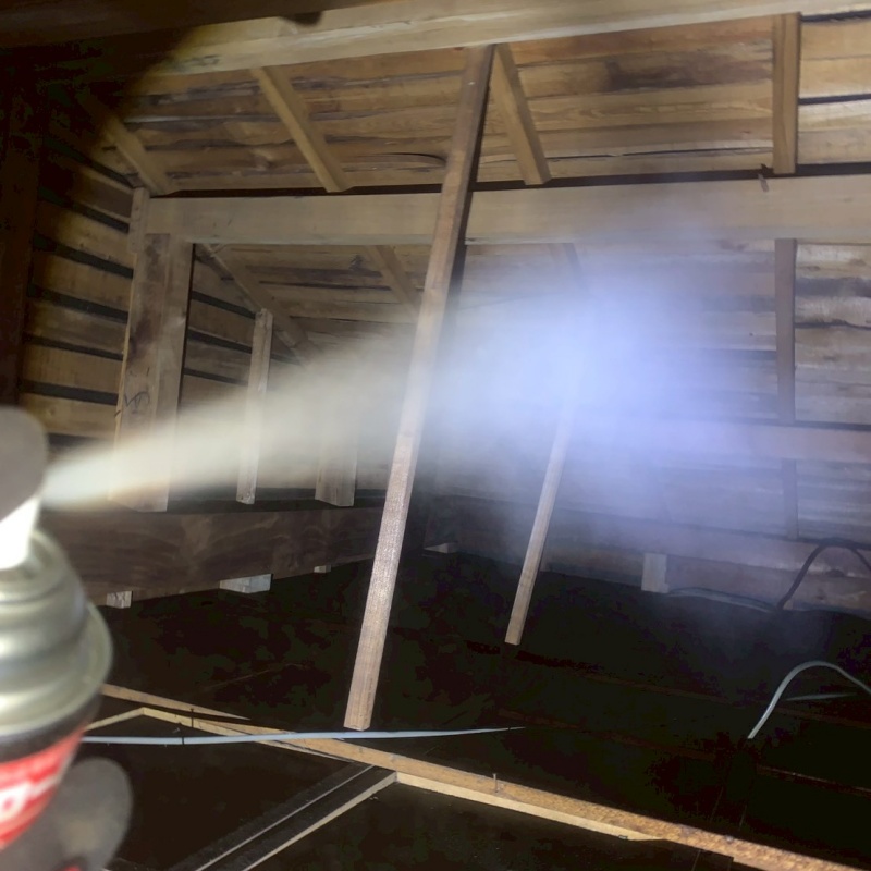 殺虫剤を散布している様子