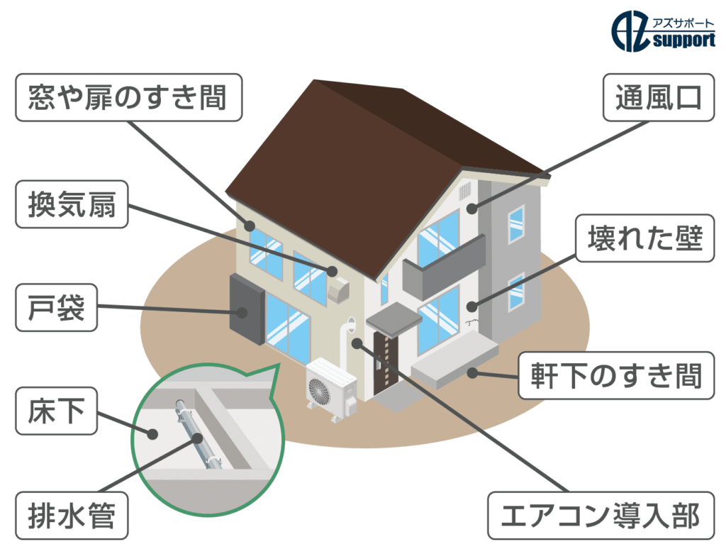 ネズミがよく侵入する場所
