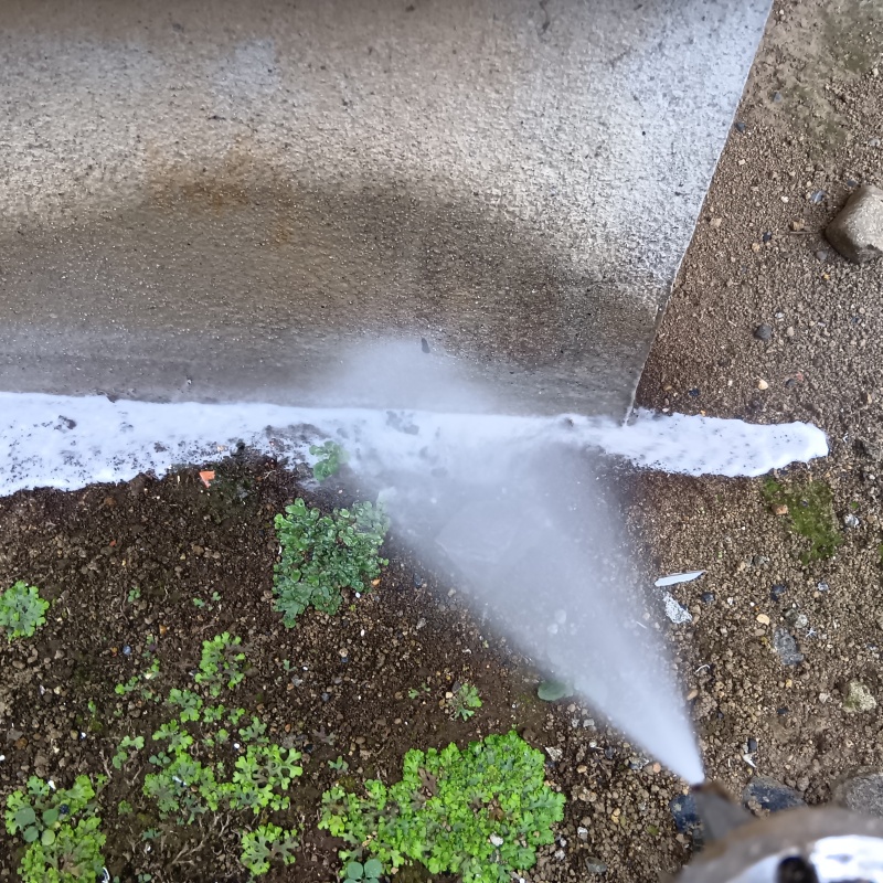 建物外周の土壌にシロアリ駆除剤を散布