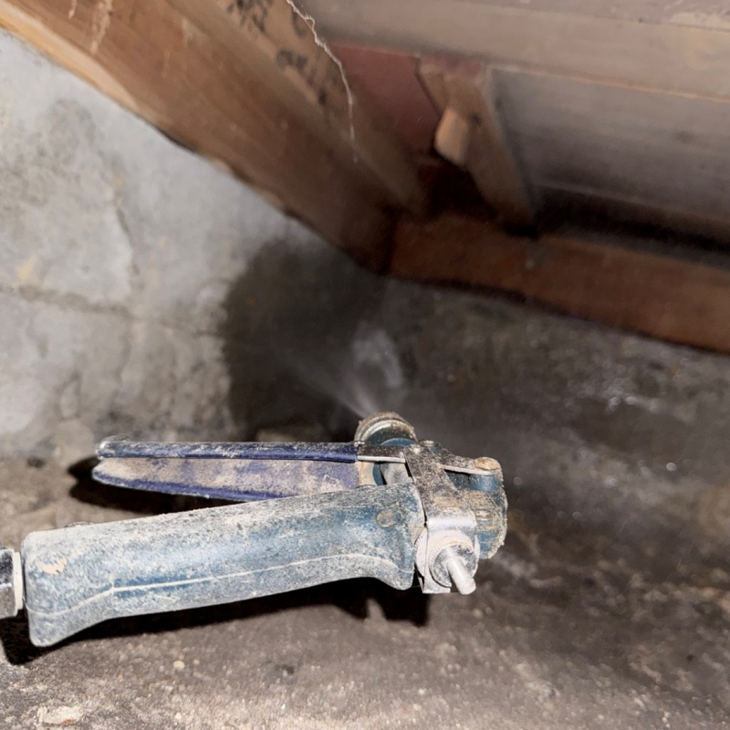 床下の基礎部分にシロアリ駆除剤を散布