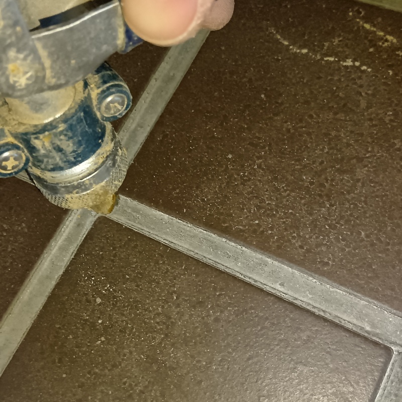 玄関床にシロアリ駆除剤を注入