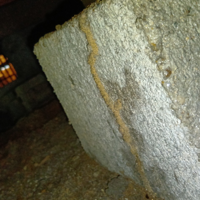 床下の束石に作られた蟻道