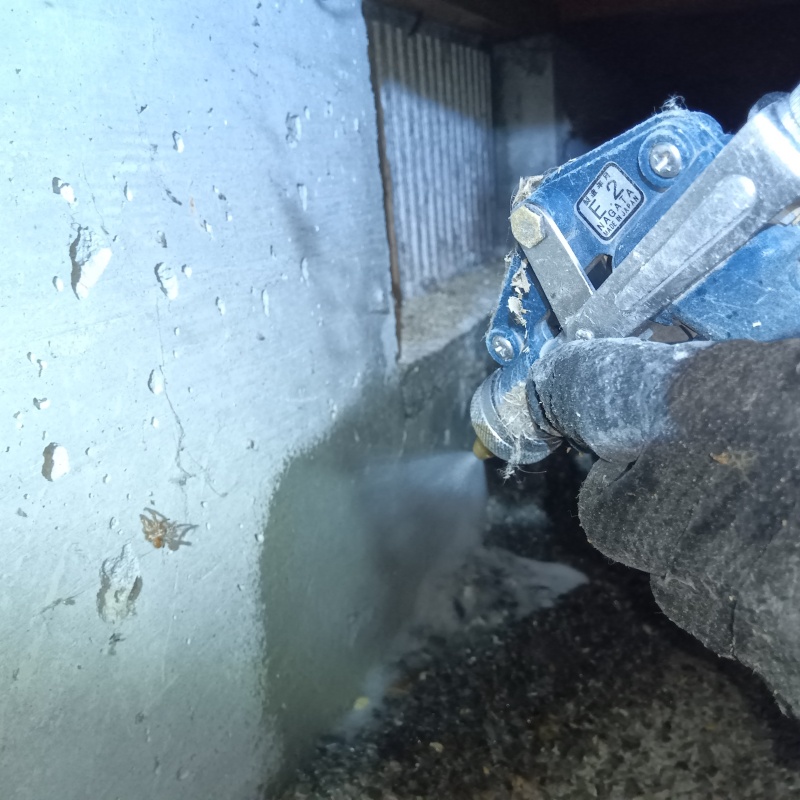 基礎の立ち上がり部分にシロアリ駆除剤を散布