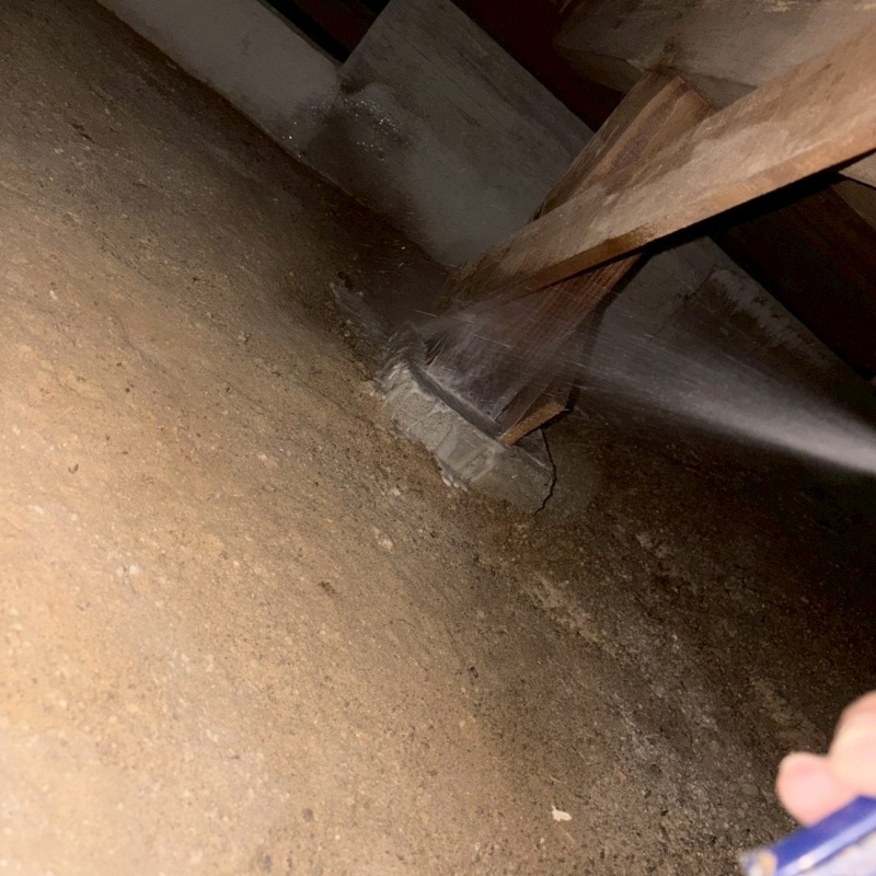 床下の木材に防蟻剤を散布