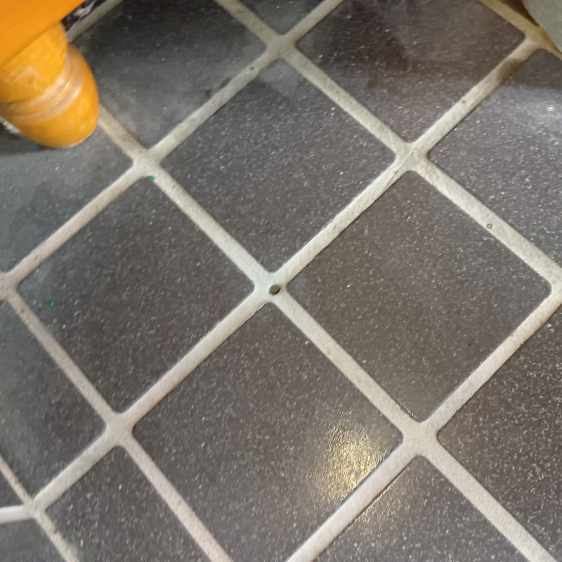 シロアリ駆除剤を注入するための穴を開けた様子