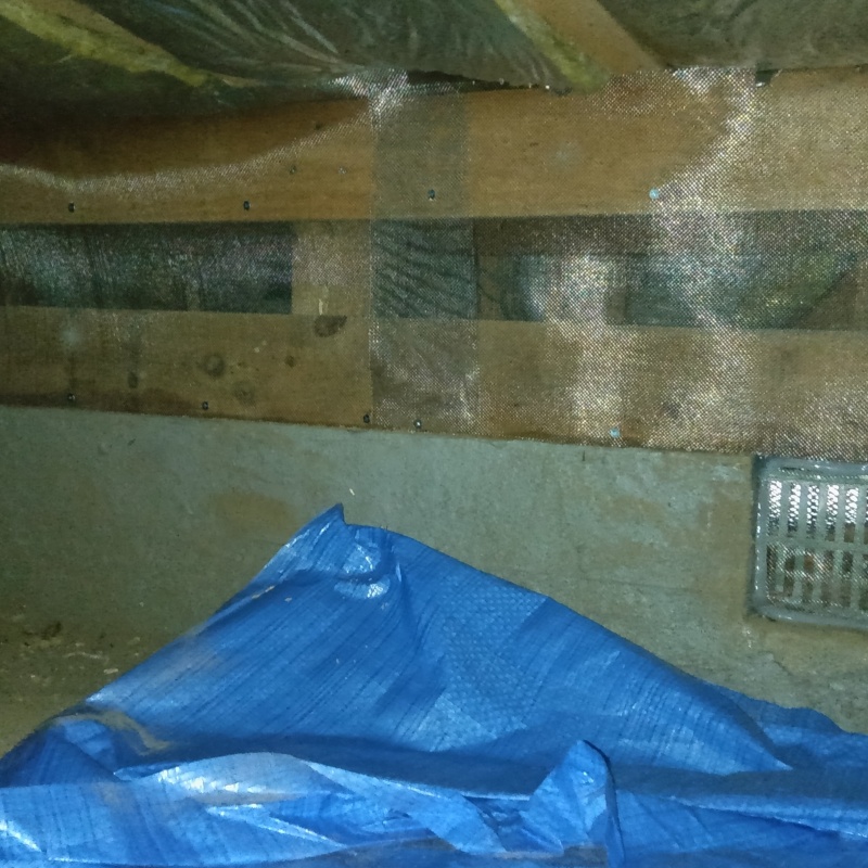 床下の開口部全体をネットで封鎖