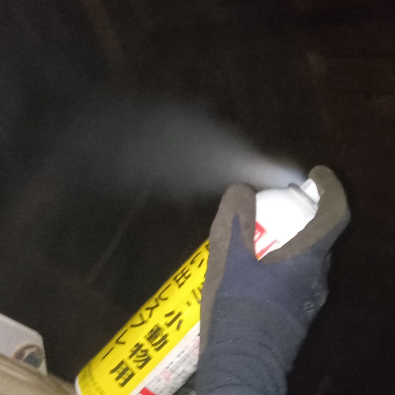 忌避スプレーを散布