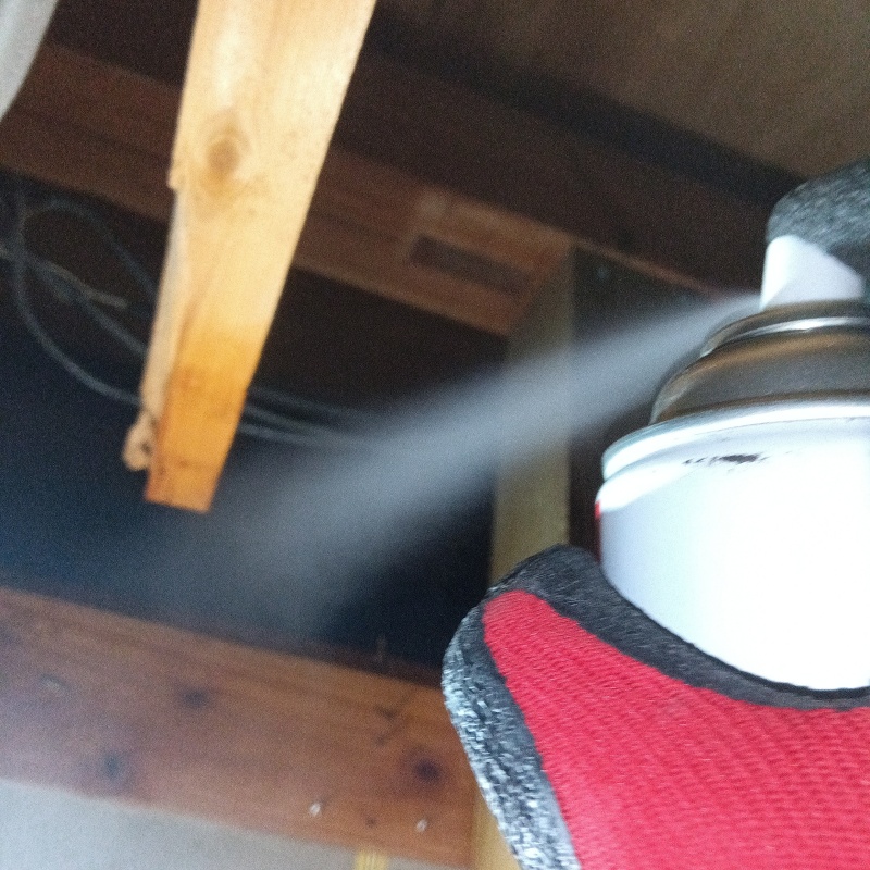 忌避スプレーを散布