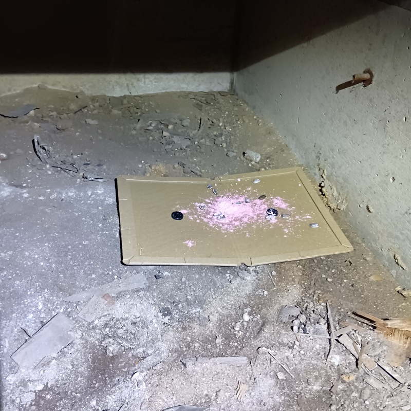 粘着シートの上に殺鼠剤を設置