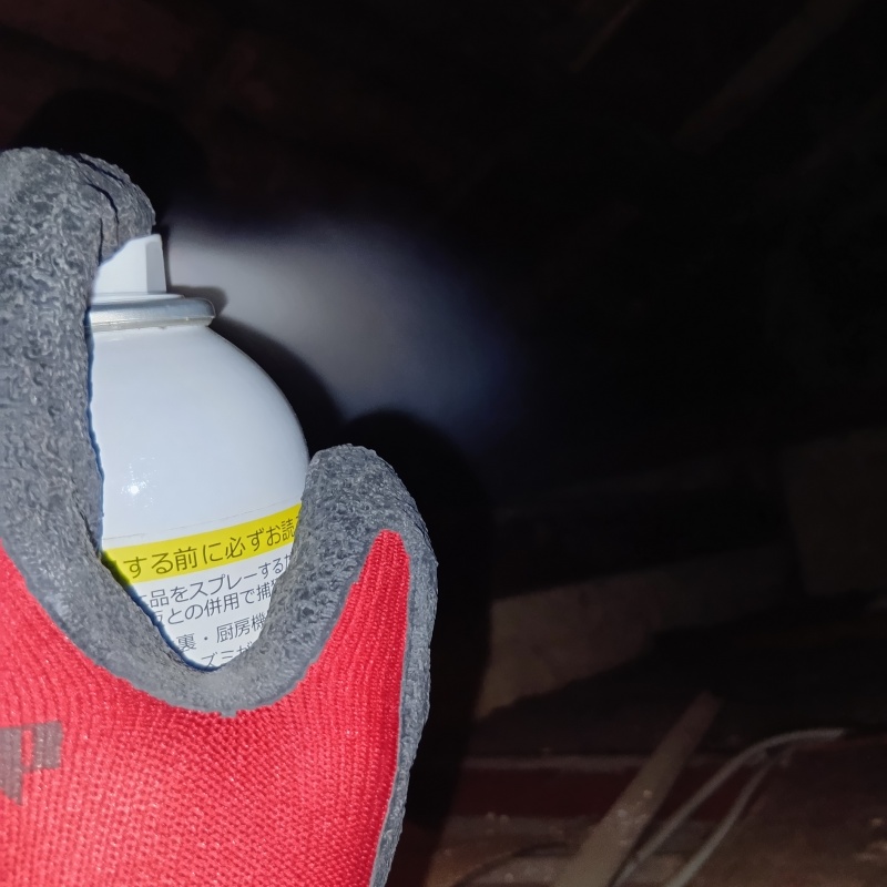 忌避スプレーを散布