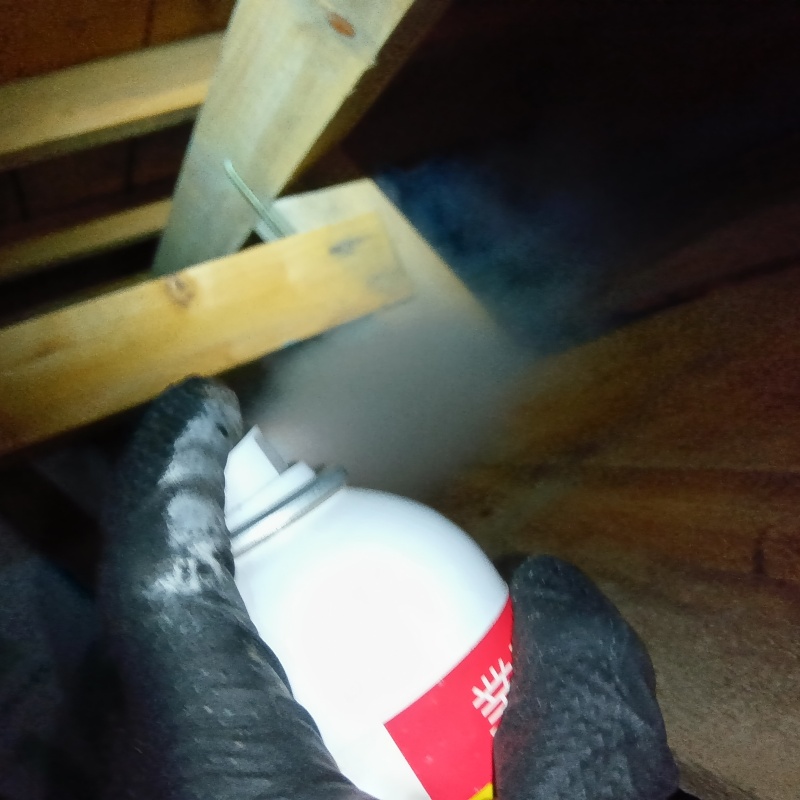天井裏に忌避剤をスプレー