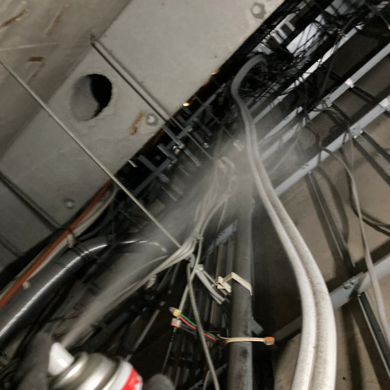 天井裏に殺虫剤を散布