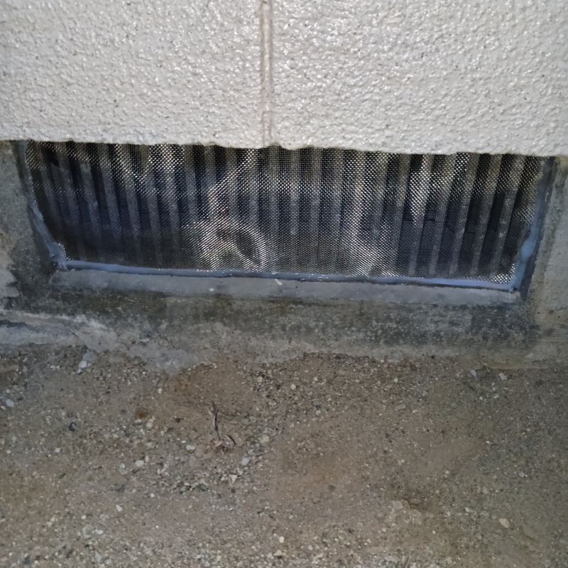 床下換気口をネットとパテで封鎖