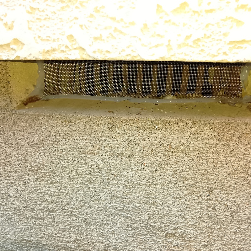 床下換気口をネットとパテで封鎖