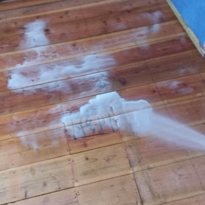 畳下の床板にシロアリ駆除剤を散布