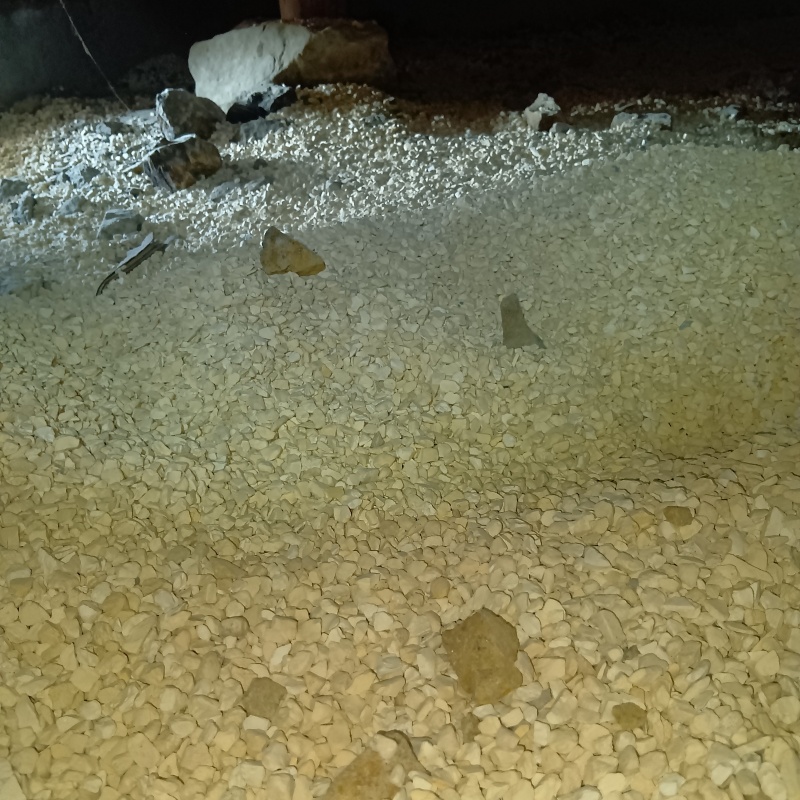 床下に調湿材を敷き詰めた様子