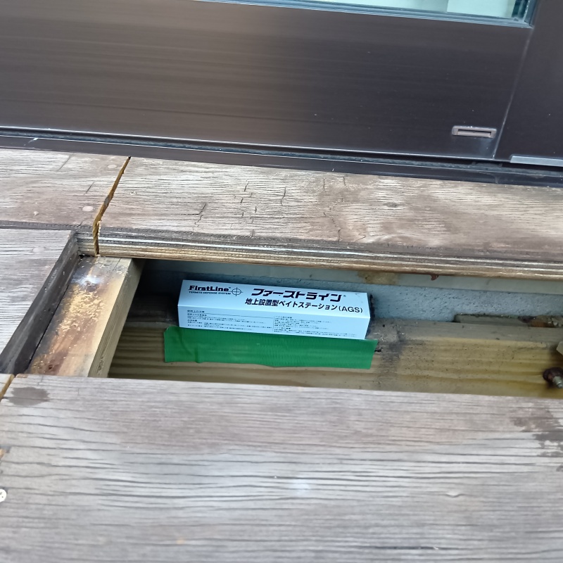 シロアリ用ベイト剤を設置