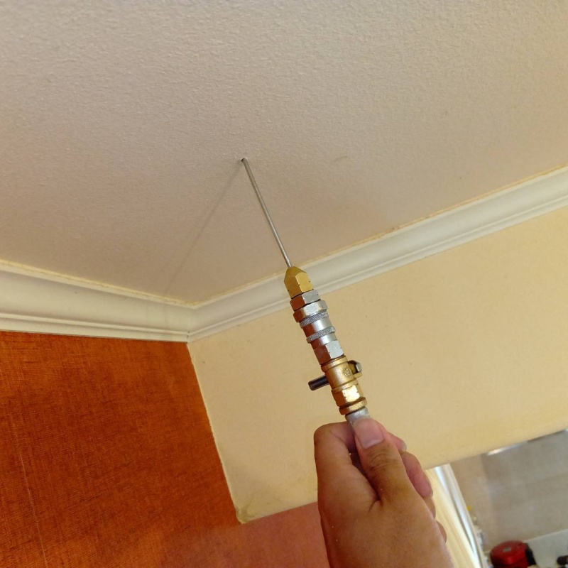 天井にシロアリ駆除剤を注入