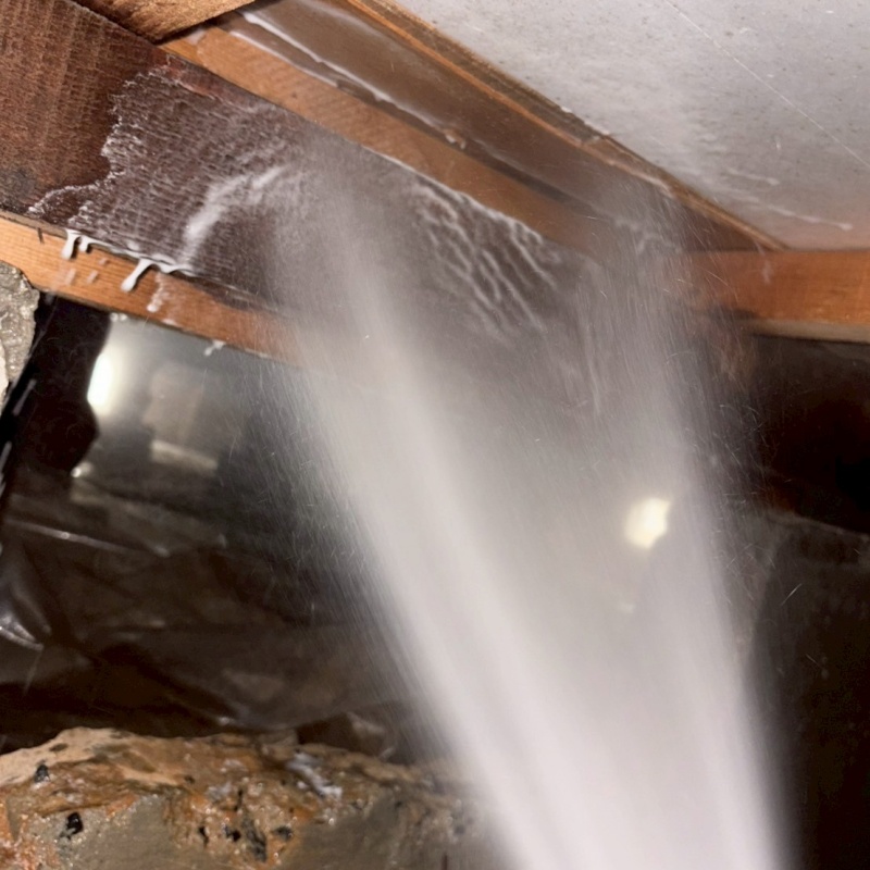 床下の木材に防蟻剤を散布