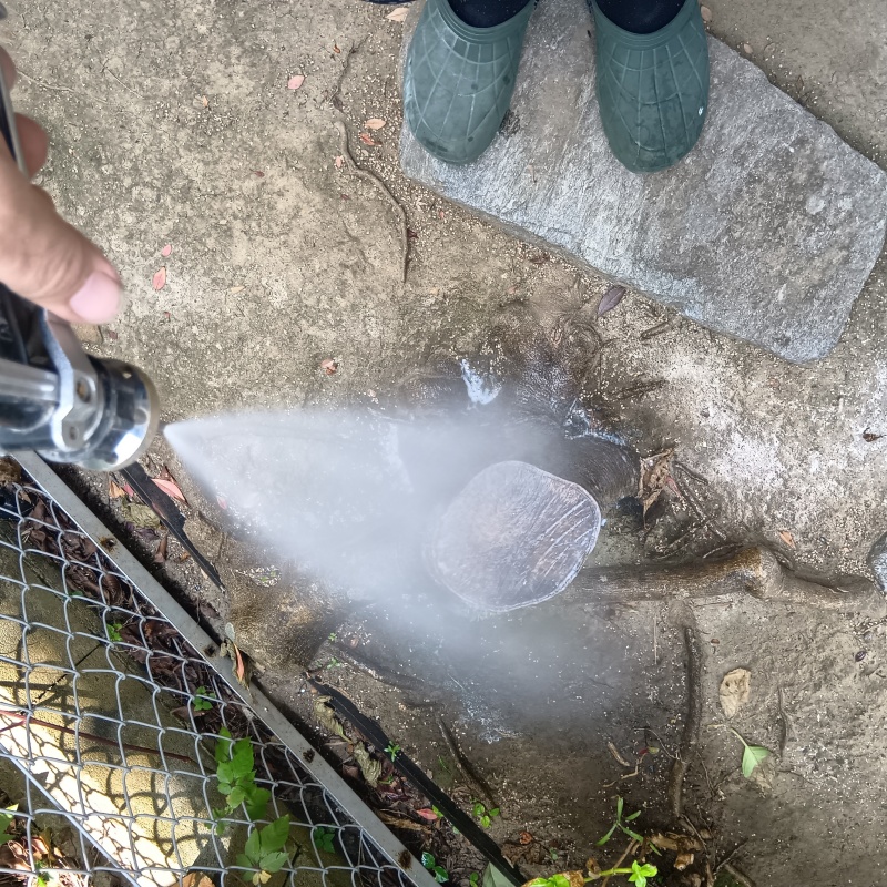 建物外周の土壌にシロアリ駆除剤を散布