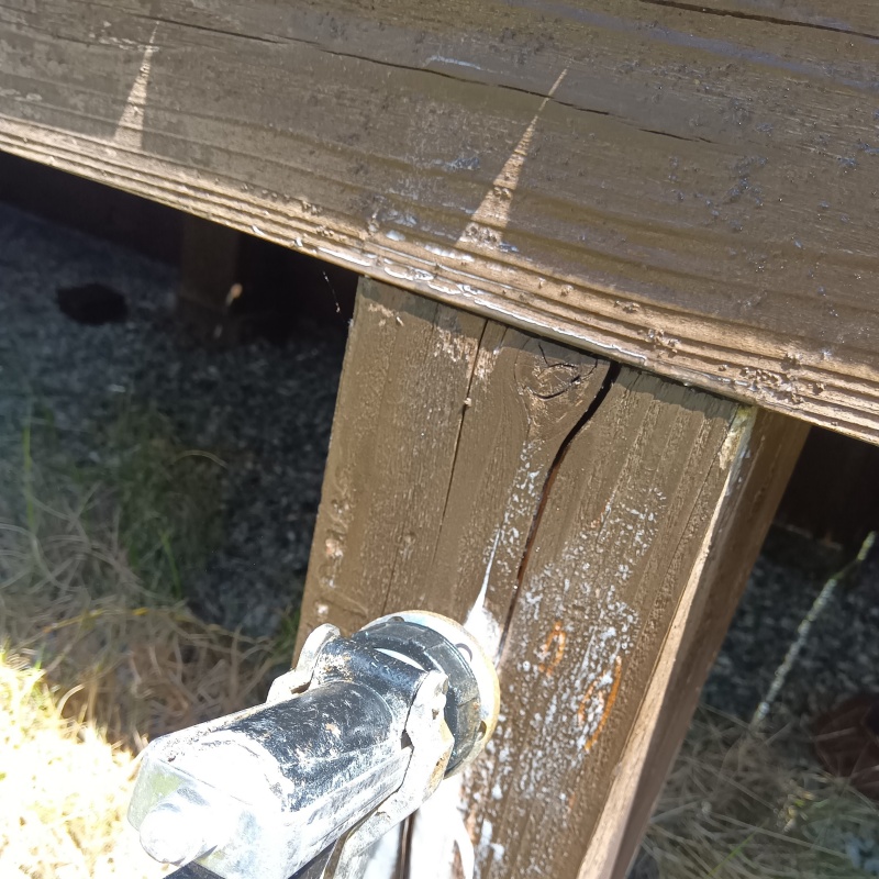 ウッドデッキにシロアリ駆除剤を散布