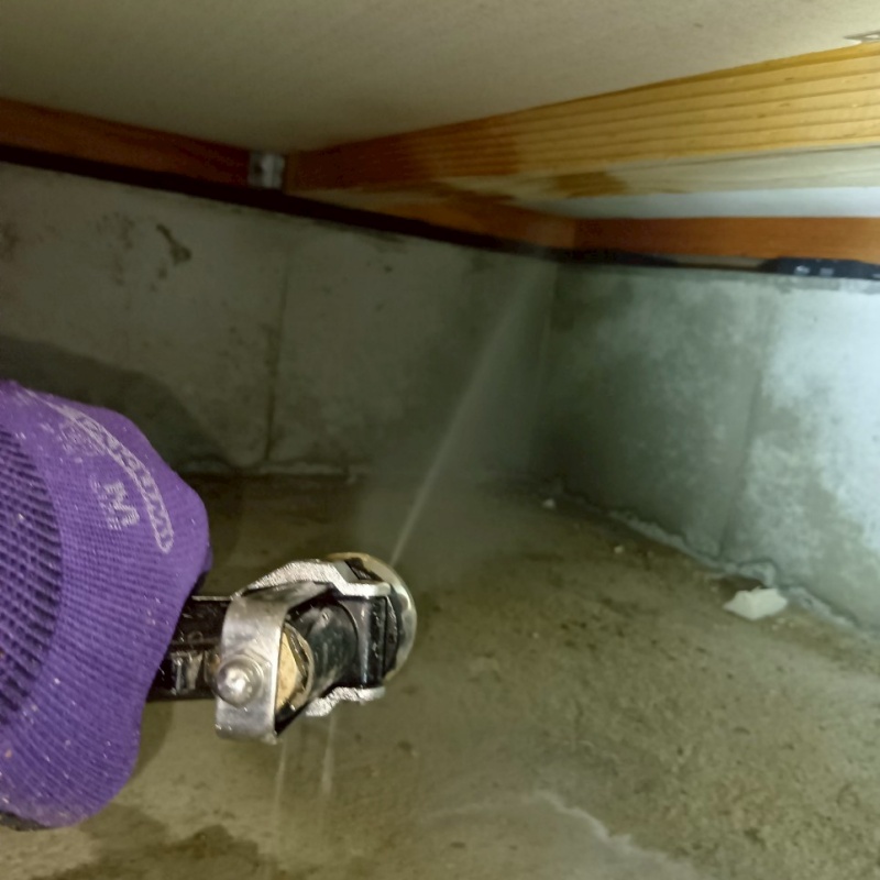 床下木材に防蟻剤を散布