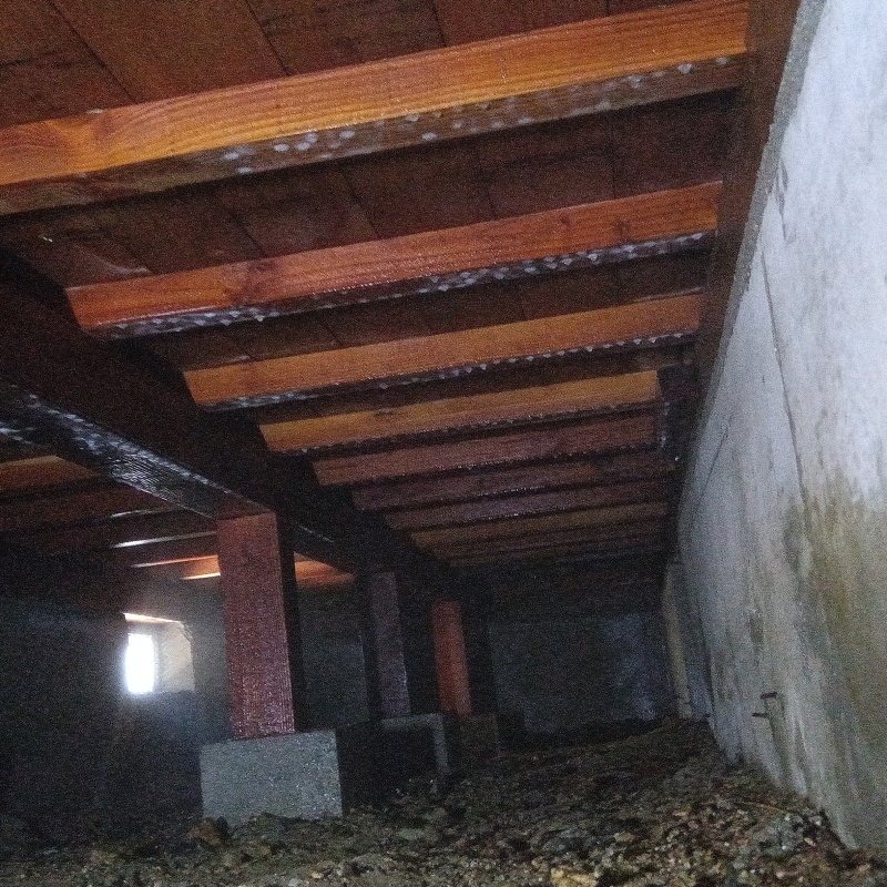 地面・基礎にシロアリ駆除剤を散布した様子