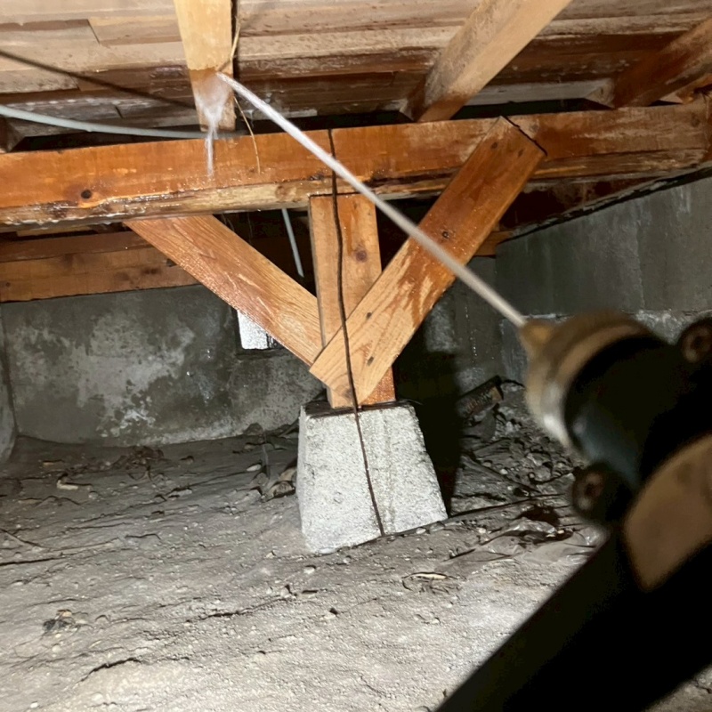 床下木材にシロアリ駆除剤を散布