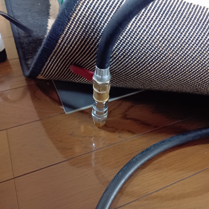 フローリングに穴を開けてシロアリ駆除剤を注入