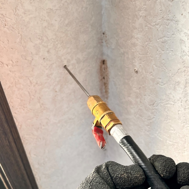 壁にシロアリ駆除剤を注入