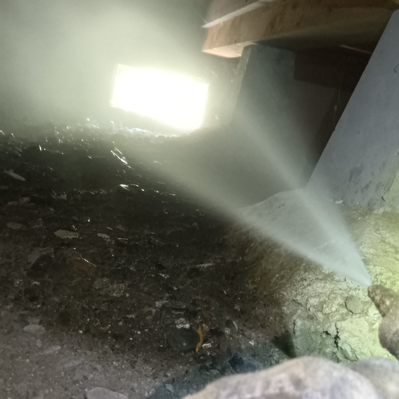 床下の木材に防蟻剤を散布