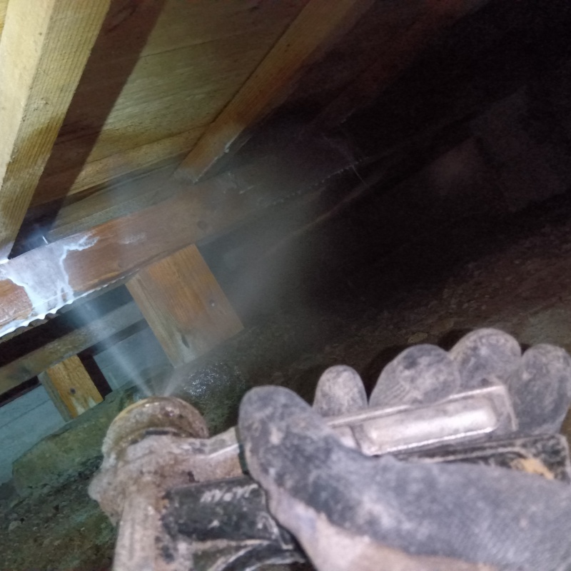 床下の木材に防蟻剤を散布