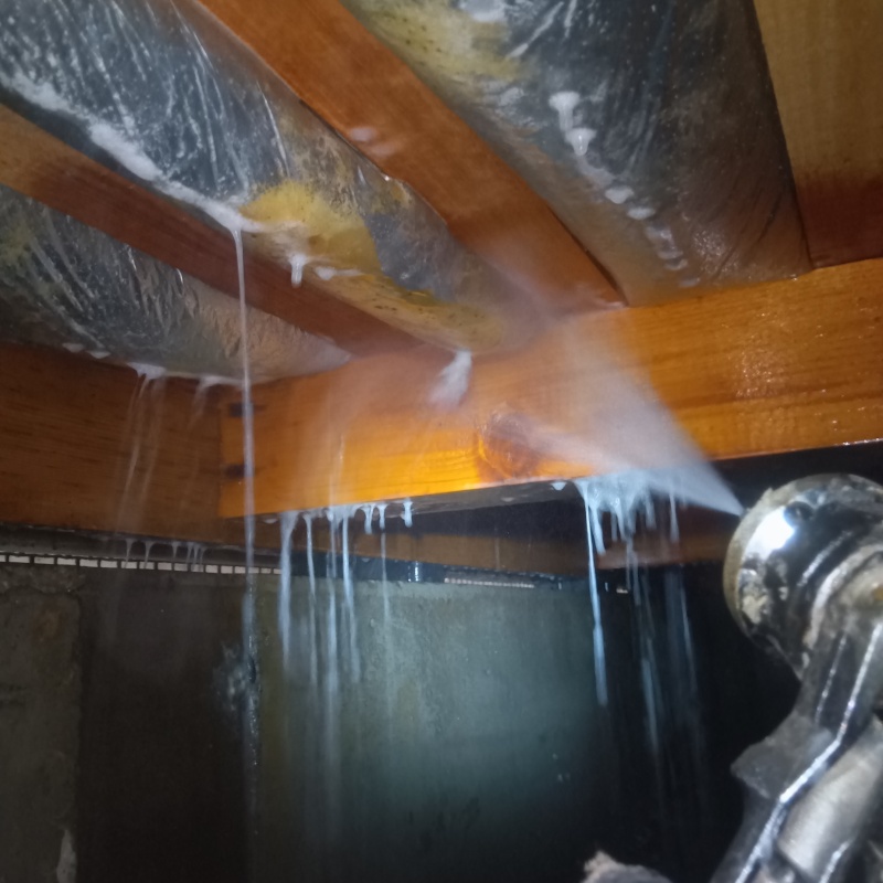 床下木材に防蟻剤を散布