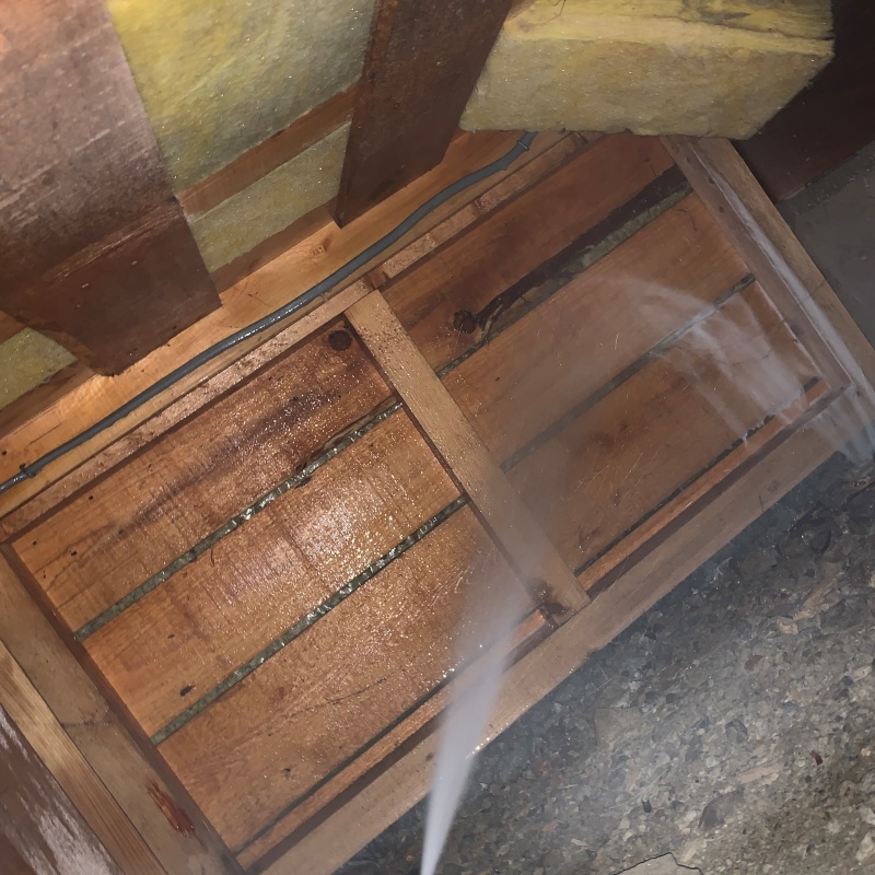 床下木材にシロアリ駆除剤を散布