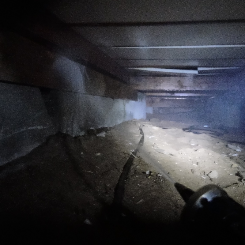 床下の基礎部分にシロアリ駆除剤を散布