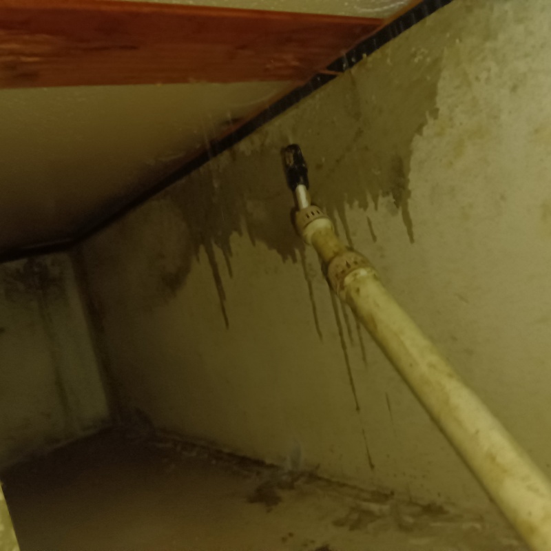 床下の木材に防蟻剤を散布